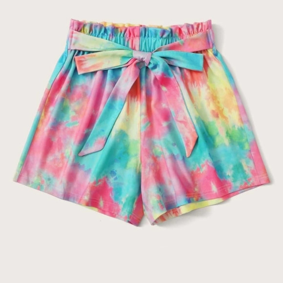 🆕 Arrival🧡🌈 Tie Dye Tie Front Shorts 💕 - Picture 3 of 3
